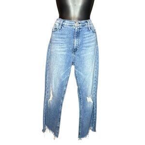 Black Orchid women’s slant fray medium wash blue jeans sz 30 preloved